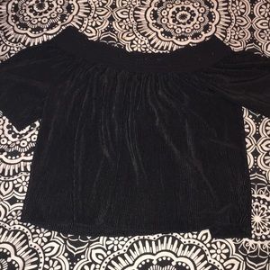 Black size small short sleeved off the shoulder